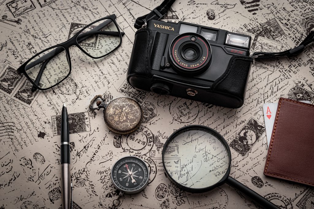 travel maps and camera