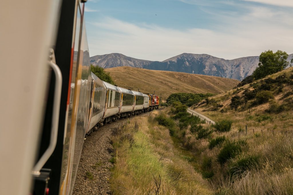 Train through hills